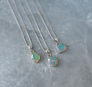 Ethiopian <b>Opal</b> Necklace Sterling Silver Pear Cut <b>Opal</b> <b>Pendant</b> October Birthstone Jewelry Gift for Her Elegant - Product Image 6
