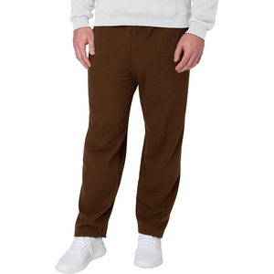 Pantalon de jogging décontracté en coton marron pour homme, taille élastique, poches latérales, respirant, poids moyen, idéal pour l'automne - Product Image 2