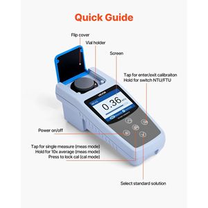 Medidor de Turbidez Portátil con Luz Roja, Cumple con la Norma ISO 7027, Turbidímetro para Lectura Rápida, Calibración 0-1000 NTU, Probador de Calidad del Agua - Product Image 6