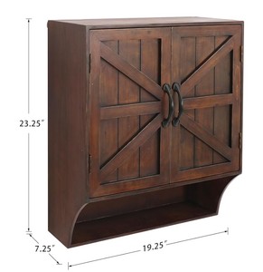 Gabinete de Baño de Madera para Montar en la Pared, Estilo Rústico, Ahorro de Espacio, Gabinete de Medicamentos de Doble Puerta con Estante Abierto para Uso en Hoteles - Product Image 6