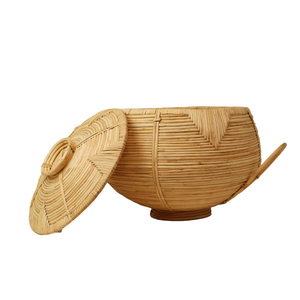 Juego de cestas de mimbre artesanales con tapa y base de pedestal, cuencos decorativos tejidos para pan, organizador de almacenamiento, juego de 2 tamaños, completo - Product Image 3
