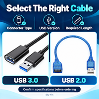 Kabel Ekstensi USB 3.0 Male to Male to Female, Kabel Printer, Kabel USB untuk Hard Drive Enclosure, Aksesoris Laptop, Pasokan Grosir