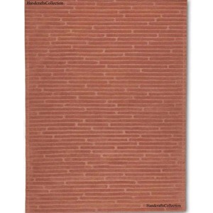 Tapis contemporain en terre cuite, tapis linéaire minimaliste tufté à la main, revêtement de sol décoratif moderne pour salon et chambre à coucher - Product Image 1