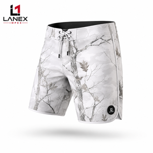Shorts de bain pour hommes, camouflage blanc Woodland, séchage rapide, pour surf et natation, avec logo personnalisé, légers, pour sports nautiques - Product Image 1