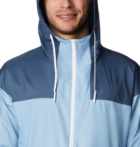 Men's Hooded Color Blocking <b>Puffer</b> <b>Jacket</b> <b>Light</b> Blue Navy Windproof Casual Spring Outerwear Zipper Closure Regular Fit - Product Image 4