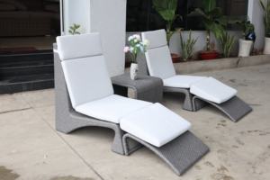 Juego de muebles de mimbre para exteriores Tumbona y mesa fáciles de almacenar para relajación de jardín Hecho en Vietnam para exteriores de villas - Product Image 4