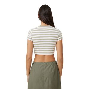 เสื้อครอปท็อปผู้หญิง คอโอ แขนสั้น ผ้าฝ้ายน้ำหนักเบา ทรงเข้ารูป ยืดหยุ่นได้ ดีไซน์สวย ขายส่งแบบ OEM - Product Image 3