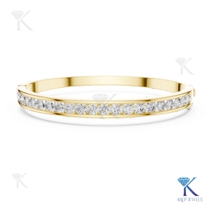 3.50 mm Classic Lab Grown Diamond Channel Bracelet Hinge <b>Bangle</b> <b>Solid</b> <b>Gold</b> 14K 18K Elegant Minimalist Unisex Gift Fine Jewellery - Product Image 1