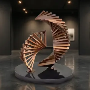 Escultura Espiral de Cobre Abstracta Moderna, Estatua de Arte Geométrico en Metal para Decoración de Interiores de Hotel, Villa u Oficina, Centro de Mesa 3D - Product Image 1