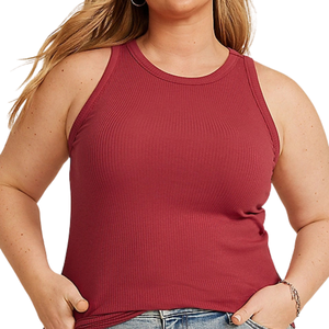 Camiseta sin Mangas Casual de Jersey para Mujer Talla Grande, Cómoda, Cuello Redondo Acordonado, Dobladillo Recto, Largo Clásico, Lavable a Máquina, Ajustada - Product Image 6