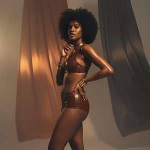 Ensemble de soutien-gorge en cuir véritable |   Bralette en cuir marron faite à la main |   Shorts en cuir taille haute - Product Image 2