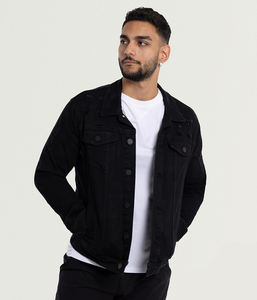Veste en jean 100 % coton pour l'hiver, durable, décontractée, longueur mi-cuisse, effet vieilli, coupe streetwear, pour tenues formelles et streetwear, respirante - Product Image 1