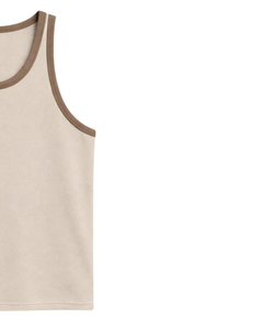 Custom Solid Beige <b>Men</b> Tank Top Cotton Sleeveless Vest O Neck Summer Gym Workout Casual Plain <b>Singlet</b> OEM Manufacturer Supplier - Product Image 4