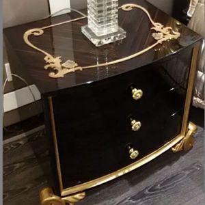 Hot Sale The plaza Luxury Classic Cream Gold Carving Bedroom Set Upholstered Bed Elegant Royal Furniture for Hotel Villa Premium - Product Image 3