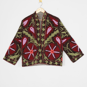Chaqueta Reversible de Terciopelo para Mujer, Bordada con Diseño Suzani, Estilo Boho, Floral, Hecha a Mano, Étnica, para Invierno, Otoño y Verano - Product Image 6