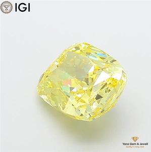 Diamant de laboratoire CVD de 8,02 carats, couleur jaune vif fantaisie, clarté VS1, avec certificat IGI, taille coussin, pour bague de mariée éternelle - Product Image 4