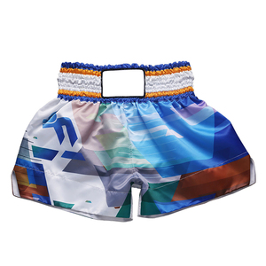 Shorts de boxe personnalisés par sublimation pour hommes, 100% polyester, uniforme d'arts martiaux, short de Muay Thai et de kick-boxing pour adultes, vêtements de combat unisexes - Product Image 1