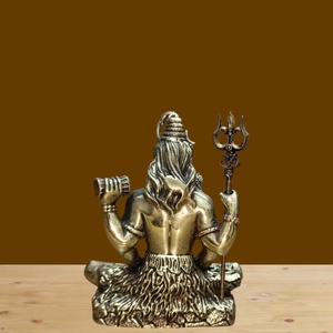 Artesanía Premium, Pequeña Estatua de Shiva Sentado en Latón Puro, Decoración para Templos Hindúes y Hogar, Hecho a Mano en Rajastán - Product Image 2