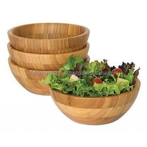 Ensemble de saladiers ronds en bois naturel en acacia bol de service alimentaire cuisine fait à la main pour la nourriture - Product Image 4