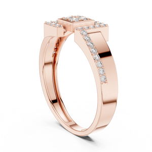 Rose <b>Gold</b> Plated Geometric Cluster Diamond <b>Ring</b> for Women Elegant Statement <b>Cocktail</b> <b>Ring</b> Sparkling Luxury Jewelry Gift - Product Image 2
