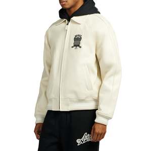 Avirex Fashion Custom <b>Men's</b> Cream Bomber <b>Jacket</b> Style With Embroidered Patch Front Zipper Casual Style Autumn Wear - Product Image 4