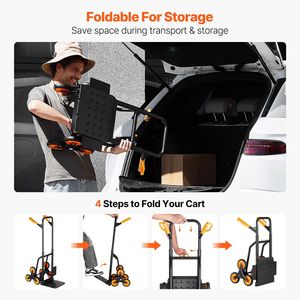 Carrello Saliscale Pieghevole Robusto con Doppia Maniglia, Capacità 200 kg, in PP, per Trasporto - Product Image 5