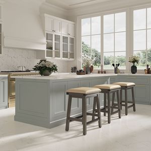 Sgabello da banco 24 \ "in pelle grigio francese con finitura grigia stagionata elegante sgabelli da Bar - Product Image 6