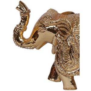 Statue d'éléphant habillé traditionnel de 4 pouces Petite sculpture en laiton plaqué or - Product Image 2