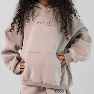 PERFECT INDUSTRY Beige Solid Color Girls Hoodies kids Sweatshirts Custom Premium Quality Winter Oversize 100% Cotton Thick Warm - Product Image 3