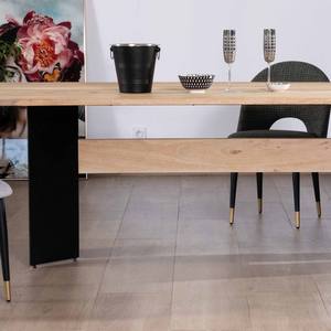 Table à manger Vandana Ivory Essence en bois de manguier massif, 240 cm, avec plateau en bois design et base en métal noir Saturn Coeval - Product Image 6