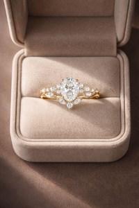 Ensemble de fiançailles en or avec diamant de laboratoire ovale éternel et diamant marquise - Product Image 3