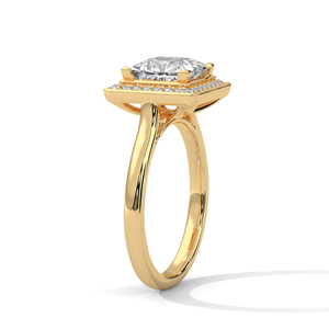 Anillo de Halo con Diamante Cultivado en Laboratorio, Corte Princesa, Chapado en Oro, Joyería Nupcial para Mujer, Regalo de Compromiso y Boda - Product Image 2