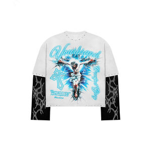 T-shirt Homme 300 g/m² 100 % Coton Été Brodé Strass Coupe Ample Décontracté Anti-plis Oversize Streetwear - Product Image 2