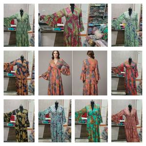 Women Boho Floral Print <b>Maxi</b> <b>Dress</b> V Neck Bell <b>Sleeve</b> Empire Waist Tiered Long Casual <b>Summer</b> <b>Dress</b> - Product Image 3