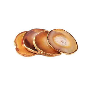 Posavasos de ágata amarilla de alta calidad en oferta, posavasos redondo de piedra de cristal para bebidas de mesa con soporte para café para el hogar - Product Image 3