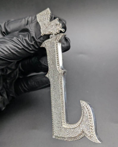 Iced Out Letter L Pendant Necklace Hip Hop Diamond Simulated Stone Custom Initial <b>Charm</b> Jewelry Gift <b>Silver</b> - Product Image 6