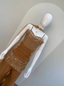 Ensemble indien pakistanais pour femmes, haut brodé sans manches, pantalon large, dupatta en filet, séchage rapide, tenue de fête de mariage - Product Image 4