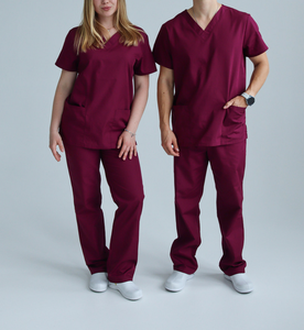 Unisex Custom Logo Short Sleeve Nurse <b>Scrub</b> Sets <b>Scrub</b> <b>Top</b> Polyester/Rayon Woven Needle Detection Hospital OEM Custom Logo - Product Image 2