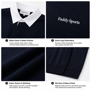 Polo pour homme à col contrasté avec logo personnalisé, de haute qualité, à manches courtes, en coton, style rugby, décontracté, streetwear - Product Image 4