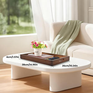 Plateau de service rectangulaire en bois rustique style ferme, avec poignée en corde perlée, finition vieillie, artisanat en bois brun, motif floral, pour hôtel et maison - Product Image 3