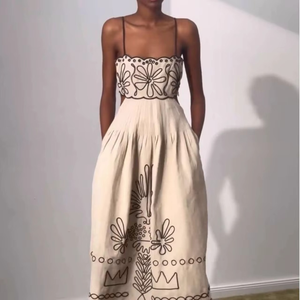 Robe longue élégante d'été à col halter avec découpes et volants floraux imprimés numériquement - Product Image 3