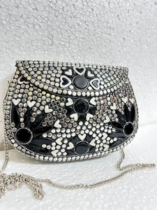 Metal Evening Clutch Bag with <b>Silver</b>-Plated Frame Round Shape-FAIZA CRAFT Custom Color <b>Handbag</b> for Home Decor & Gifts - Product Image 4