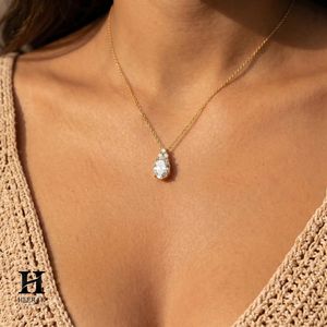 Pendentif élégant en diamant de laboratoire taille ovale, collier minimaliste en or 14 carats pour femme - Product Image 5