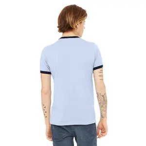 Heather/Blue Navy men tee Wholesale Men Blank Plain ringer T shirts Customized Labels Tags ringer t ee