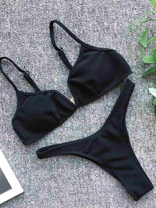Maillot de bain une pièce en forme de V pour filles, coupe haute, soutien-gorge push-up, respirant, séchage rapide - Product Image 4