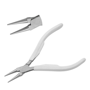 Round Nose Plier 120mm Smooth Jaws Without Spring & White Handles Joint Box Jewelry Making Precision Needle Nose Holding Pliers - Product Image 1