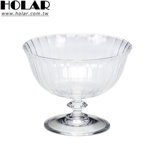 [Holar] Tazón de Postre de Plástico con Rayas Verticales, Fabricado en Taiwán, con Tallo Corto y Claridad Similar al Vidrio, para Cafetería, Restaurante, Buffet - Product Image 1