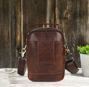 Bolso de Pecho de Cuero Genuino Marrón, Estilo Vintage, Bandolera, Cierres Duraderos, Ajuste Ajustable, Antirrobo, Impermeable, Grande - Product Image 6