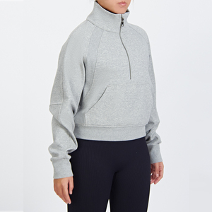 Sweat-shirt unisexe à demi-zip en molleton de coton biologique doux de qualité supérieure, coupe décontractée, service OEM - Product Image 6