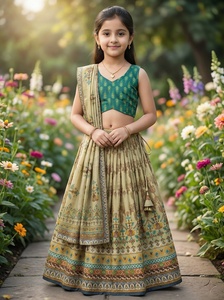 Ensemble Lehenga Choli imprimé pour filles Shoryam Fashion avec dupatta |   Tenue Traditionnelle Ethnique pour Enfants, Vêtements de Fête, Vêtements de Mariage, Rayon - Product Image 2